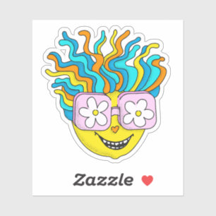 Funny Smiling Character with Pink Glasses Colourfu