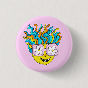 Funny Smiling Character with Pink Glasses Colourfu 3 Cm Round Badge