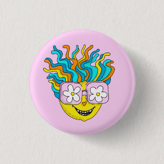 Funny Smiling Character with Pink Glasses Colourfu 3 Cm Round Badge