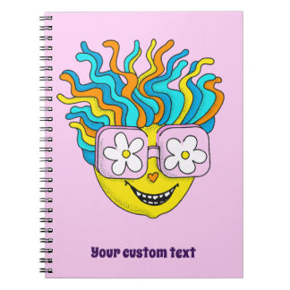 Funny Smiling Character with Pink Glasses Colourfu Notebook