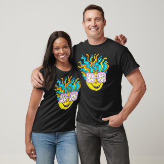 Funny Smiling Character with Pink Glasses Colourfu T-Shirt