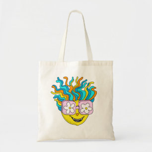 Funny Smiling Character with Pink Glasses Colourfu Tote Bag