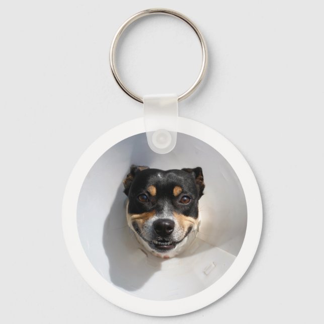 Funny smiling dog key ring (Front)