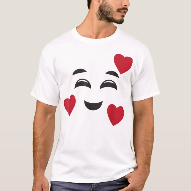 Funny Smiling Emojis Hearts Halloween Love F T-Shirt (Front)