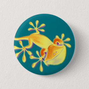 Funny Smiling Gecko + your background & ideas 6 Cm Round Badge