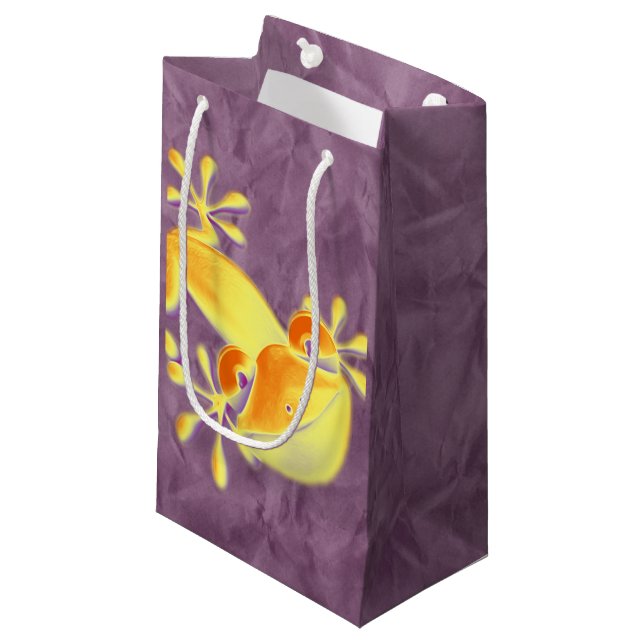 Funny Smiling Gecko + your background & ideas Small Gift Bag (Front Angled)