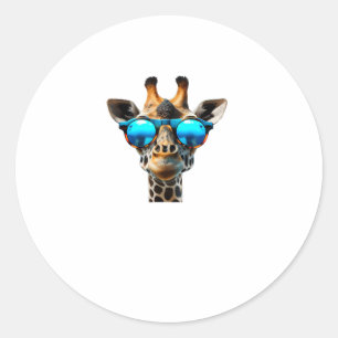 Funny smiling Giraffe with Sunglasses Classic Round Sticker