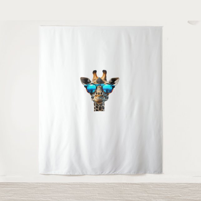 Funny smiling Giraffe with Sunglasses  Tapestry (Front)