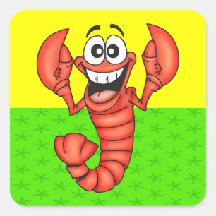 Funny Smiling Lobster Square Sticker