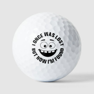 Funny smiling lost golf lover humour golf balls