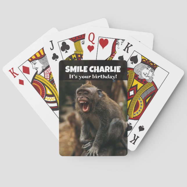 Funny Smiling Monkey  Playing Cards (Back)