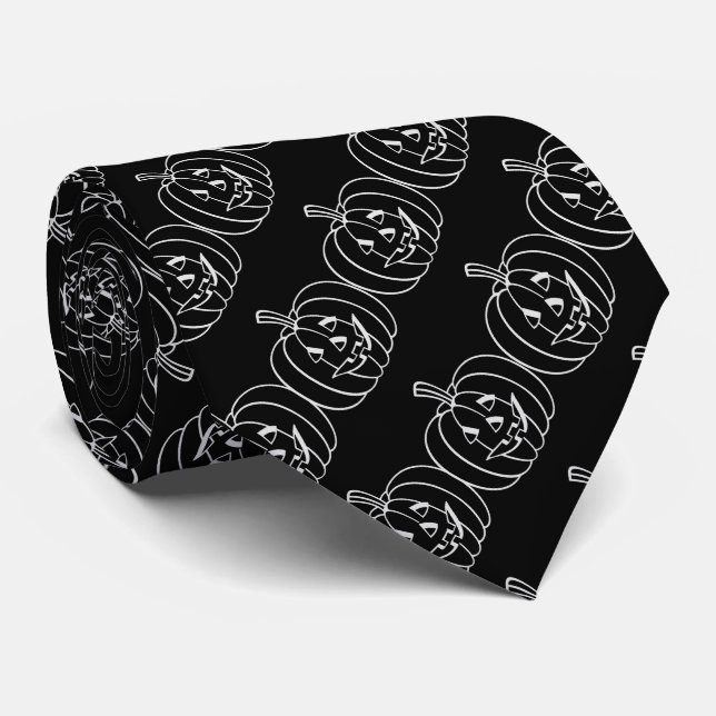 funny smiling pumpkin face halloween tie (Rolled)
