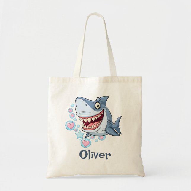 Funny Smiling Shark Tote Bag (Front)