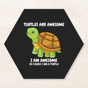 funny smiling turtle paper coaster