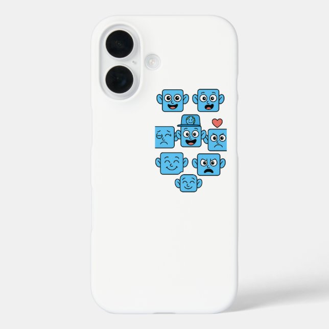 Funny Smilo Emoji Iphone Case-Cute Blue Faces. Case-Mate iPhone Case (Back)