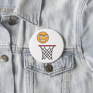 Funny Smirking Basketball Face Dunking  7.5 Cm Round Badge