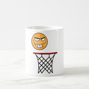 Funny Smirking Basketball Face Dunking  Coffee Mug