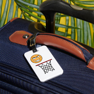 Funny Smirking Basketball Face Dunking  Luggage Tag