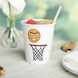 Funny Smirking Basketball Face Dunking  Paper Cups