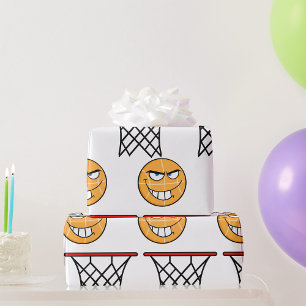 Funny Smirking Basketball Face Dunking  Wrapping Paper