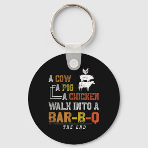 Funny Smoked Meat Pork Grilling Gift Pig Cow Barbe Key Ring