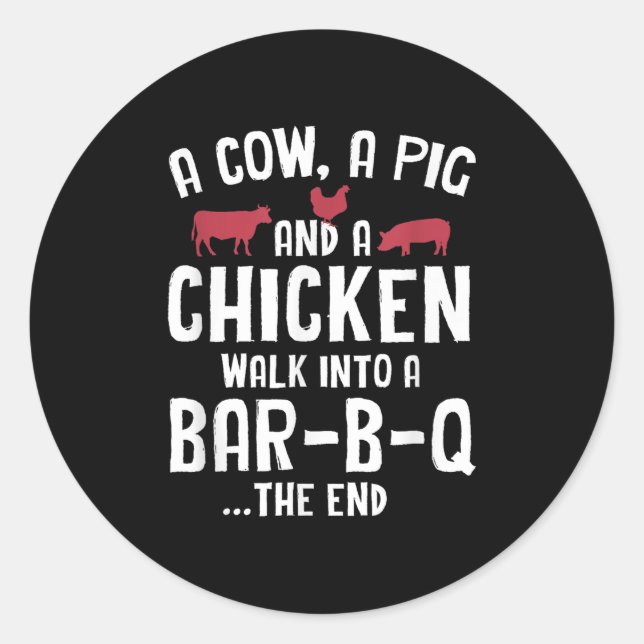 Funny Smoked Meat Steak Grilling Bar Barbecue  Classic Round Sticker (Front)