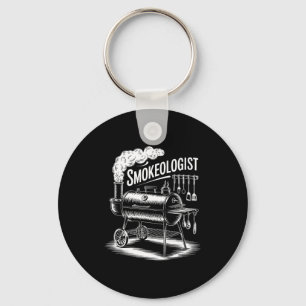 Funny smokeologist saying bbq smoker grill womenFu Key Ring