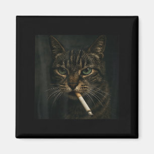 Funny Smoking Cat, Cigarette Kitty Gen Z Meme, Cat Magnet