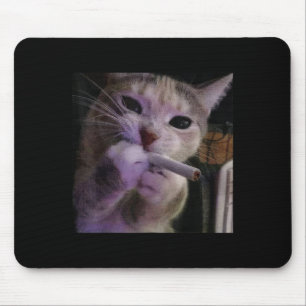Funny Smoking Cat, Cigarette Kitty Gen Z Meme, Cat Mouse Mat