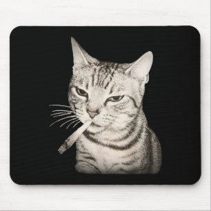 Funny Smoking Cat Cigarette Kitty Gen Z Meme  Mouse Mat