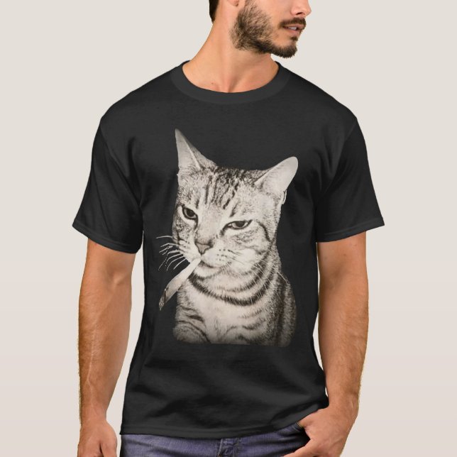 Funny Smoking Cat Cigarette Kitty Gen Z Meme  T-Shirt (Front)