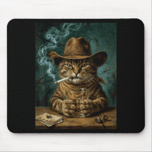 Funny Smoking Cat Cigarette Meme Cat Lover Mouse Mat