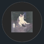 Funny Smoking Cat Meme _1  Classic Round Sticker<br><div class="desc">Funny Smoking Cat Meme _1</div>