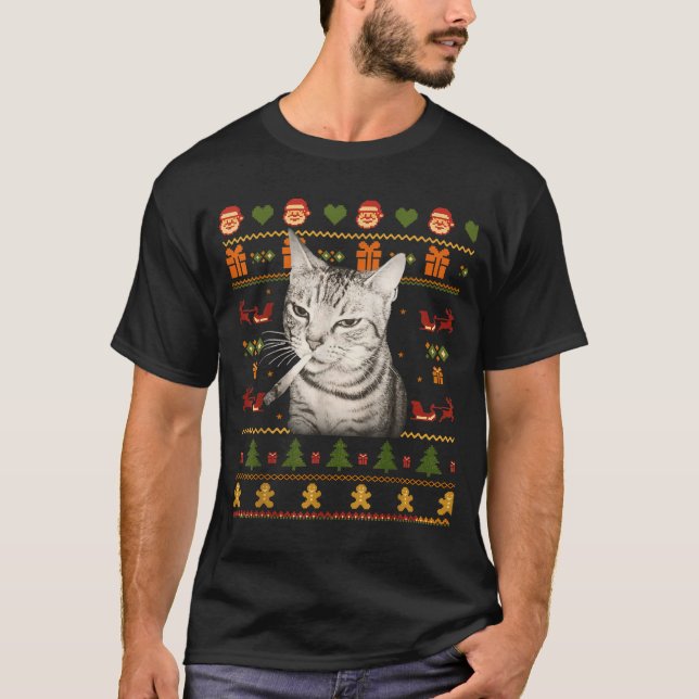 Funny Smoking Cat Meme Christmas Ugly Sweaters For (Front)