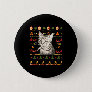 Funny Smoking Cat Meme Christmas Ugly Sweaters For 6 Cm Round Badge