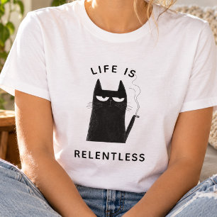 Funny Smoking Cat Trendy Quote Sarcastic Humour T-Shirt