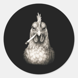 Funny Smoking Chicken Cigarette Gen Z Meme Farm An Classic Round Sticker