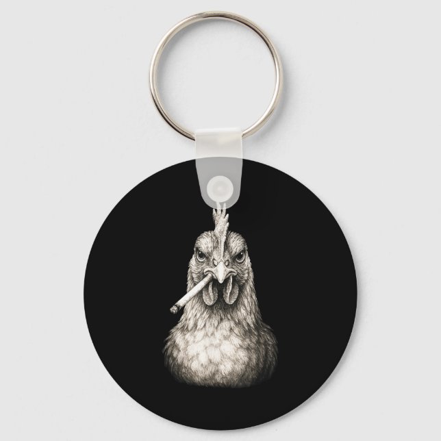 Funny Smoking Chicken Cigarette Gen Z Meme Farm An Key Ring (Front)