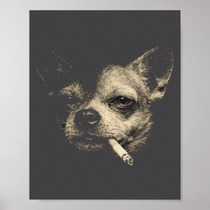 Funny Smoking Chihuahua Vintage Y2k Nge Dog Graphi Poster