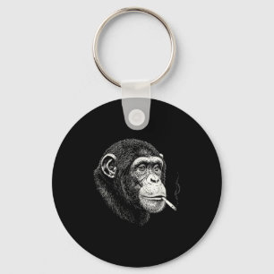 Funny smoking chimpanzee _ y2k ape meme vintage key ring