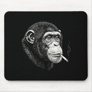 Funny smoking chimpanzee _ y2k ape meme vintage mouse mat