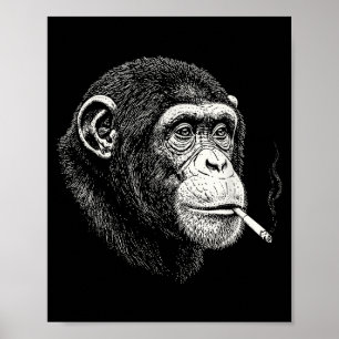 Funny smoking chimpanzee _ y2k ape meme vintage poster