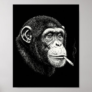 Funny smoking chimpanzee _ y2k ape meme vintage poster