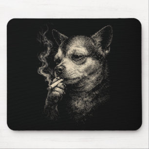 Funny Smoking Dog Meme Chihuahua For Men Women Cig Mouse Mat