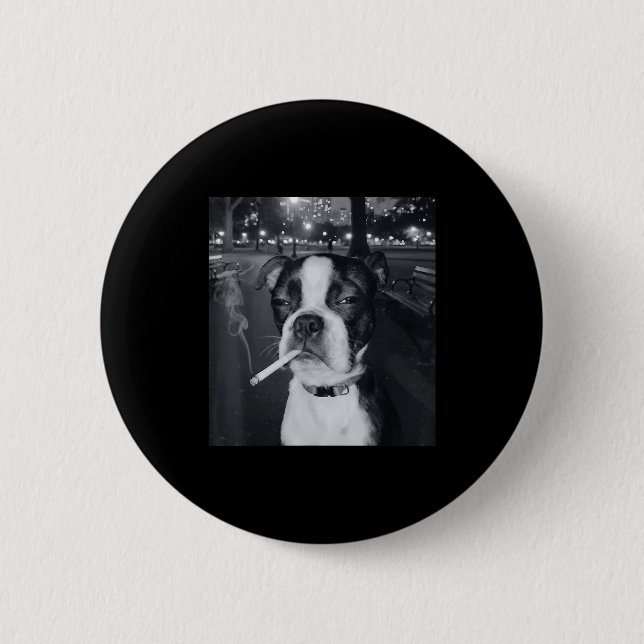 Funny Smoking Dog Meme Cigarette Gen Z Meme Dog Lo 6 Cm Round Badge (Front)