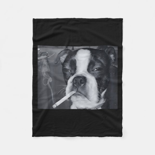 Funny Smoking Dog Meme Cigarette Gen Z Meme Dog Lo Fleece Blanket (Front)