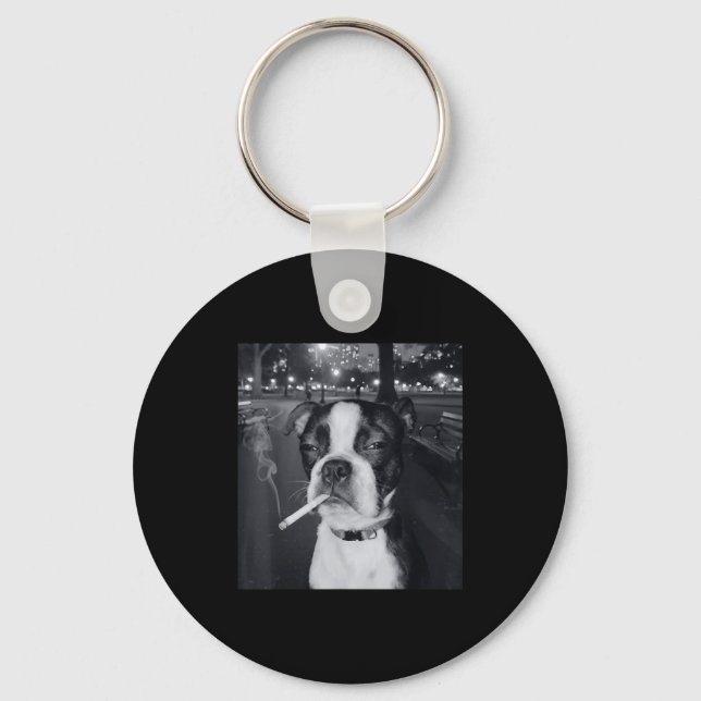 Funny Smoking Dog Meme Cigarette Gen Z Meme Dog Lo Key Ring (Front)
