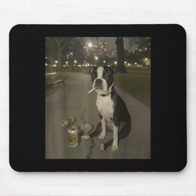 Funny Smoking Dog Meme Cigarette Gen Z Meme Dog Lo Mouse Mat (Front)