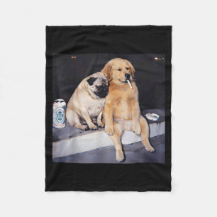 Funny smoking dog pug meme golden retriever meme  fleece blanket