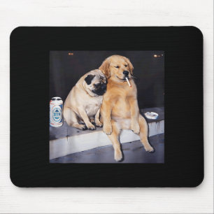 Funny smoking dog pug meme golden retriever meme mouse mat